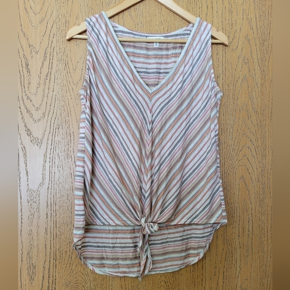 Max Studio high low tie front striped sleeveless top Size S